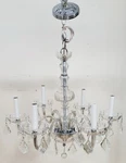 Vintage 20TH European Mid-century Modern Style Six Light Crystal Chandelier. Fixed Price $775.00.