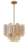 Aged Brass Four Light Chandelier From The Addis Collection. Fixed Price $898.00.