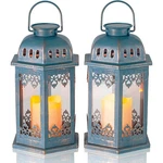 Solar Lanterns 2 Pack Blue - Hanging Lights With Flickering Candle Led .... Fixed Price $84.81.