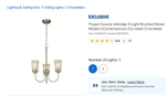 Project Source Aldridge Light Brushed Nickel Chandelier #1341841. Fixed Price $20.00.