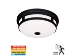 Hampton Bay 11 In. Round Black Exterior Outdoor Motion Sensing Led Ceiling Light. Fixed Price $39.00.