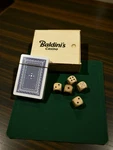 Vintage Baldini's Casino Sparks Nv Travel Game Set Wood Box Dice Cards Mini. Fixed Price $21.00.
