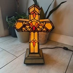 River Of Goods Tiffany Style Genuine Art Glass Cross Accent Lamp Night Light. Fixed Price $75.00.