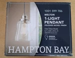 Hampton Bay Melton 1-LIGHT Nickel Pendant W/ Clear Glass Shade 6.1 X 8.9. Fixed Price $27.99.