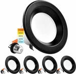 Luxrite Inch Led Recessed Can Lights 10W 5 Cct Dimmable Black Trim 4-PACK. Fixed Price $94.99.