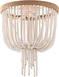 Rustic Wood Beaded Flush Mount Chandelier For Farmhouse Style Home Decor. Fixed Price $116.99.