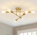 Lwytjo 20.66" 6-LIGHT Gold Sputnik Chandelier Modern Linear Semi Flush (FO6). Fixed Price $27.89.