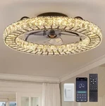 22 In. Led Smart Indoor Crystal Chandelier Ceiling Fan With Remote Control. Fixed Price $94.50.