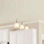 Hampton Bay Riverbrook 1-LIGHT Brushed Nickel Mini Pendant W/frosted GLASS(3-PK). Fixed Price $34.91.