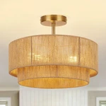 16'' Semi Flush Mount Ceiling Light,boho FIXTURES,3-LIGHT Coastal Hemp .... Fixed Price $100.45.