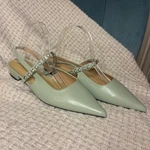 Crystal Strap Slingback Flats (aida) Light Green Size 40.5. Fixed Price $55.00.