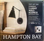 Hampton Bay Stonedale 1-LIGHT Black Plug Hardwired Swing Arm Wall Lamp New. Fixed Price $20.00.