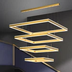Square Ring Led Chandelier Modern Dimmable Ceiling Light W/ Remote. Fixed Price $140.97.