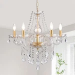 Luxury Gold Crystal 5-LIGHT Chandelier For Dining Room & Living Spaces. Fixed Price $149.99.