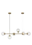Kco 6 Light Bubble Glass Chandelier Brass Gold Linear Pendant Mcm. Fixed Price $98.99.