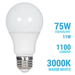 Satco S29811 11W =75W Dimmable 1100 Lumens A19 Led Frosted E26 3000K Warm White. Fixed Price $6.95.
