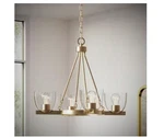 Progress Lighting Tamassee 4-LIGHT Brushed Gold Chandelier Clear Glass Shades. Fixed Price $109.90.