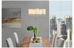 Home Decorators Dawson 5-LIGHT Brushed Nickel Chandelier W/white Fabric Shades. Fixed Price $59.40.