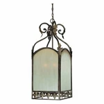 Jeremiah 25736-BBZ Chandelier W/ Distressed Mocha Etched Glass, Burleson Bronze. Fixed Price $122.00.