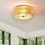 Cattleya 2-LIGHT Natural Rattan Flush Mount Ceiling Brass 16 In.. Fixed Price $79.99.