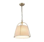 Huoku Haven 1-LIGHT 14.6 In.w Gold Drum Pendant With Linen Fabric Cover. Fixed Price $125.00.