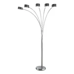 Benjara 5 Arm Arched Floor Lamp- 84" Chrome Metal Sleek Stem- Round Base. Fixed Price $226.90.