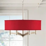 Nickel Drum Pendant Chandelier 20" 6-LIGHT Modern Textured Faux Silk Kitchen. Fixed Price $349.99.