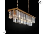 Meelighting Gold Rectangular Modern Crystal Chandelier. Fixed Price $149.99.