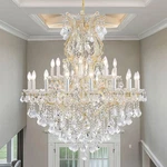 Elegant Gold Crystal Chandelier 24-LIGHT Modern Fixture For High Ceilings. Fixed Price $1631.99.