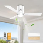 White 42 Inch Ceiling Fan With Light, Remote Control, Flush Mount, Noiseless,.... Fixed Price $89.99.