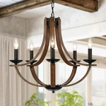 Lampkeduo 5-LIGHT 24 Inch Farmhouse Chandelier Faux Wood Rustic. Fixed Price $209.99.