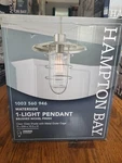 (1) New Hampton Bay Waterside 1-LIGHT Pendant, Brushed Nickel, Glass Shade. Fixed Price $26.67.