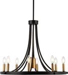 26.75" Black/brass Gold 9-LIGHT Modern Wagon Wheel Led Chandelier, Iron Farmhous. Fixed Price $272.99.
