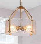 Blhxian 18'' Glass Drum Gold Chandelier Light For Dining Room Entryway. Fixed Price $67.00.