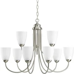 Progress Lighting Nine-light, Two-tier Chandelier, Brushed Nickel. Fixed Price $100.00.