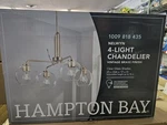 Hampton Bay Nelwyn 25" 4-LIGHT Vintage Brass Chandelier+clear Glass 189.99 Msrp. Fixed Price $64.99.