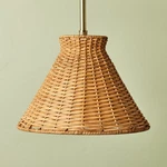 Hearth & Hand Rattan Shade Brass Pendant Ceiling Lamp Adjustable To 61" Drop. Fixed Price $42.00.