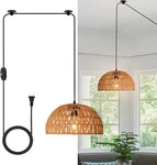 Huismier Rattan Hanging Lamp Plug Pendant Light With 15 Ft. Fixed Price $71.99.