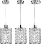Cuaulans 3 Pack Crystal Pendant Lights, Chrome Kitchen Island Lighting. Fixed Price $69.99.