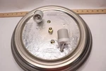 Flush Mount 2-LIGHT Alabaster With Hardware Glass Brushed Nickel Missing Cover. Fixed Price $6.57.