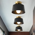 Modern Semi Flush Mount Ceiling Light With Gold Plate And Matte Black Shade, .... Fixed Price $145.68.