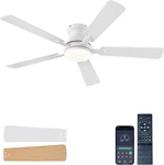 54" White Dimmable Ceiling Fan With Lights & Remote - Quiet Low Profile Design. Fixed Price $80.99.