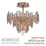 Minka Metropolitan Bel Mondo 18.5" 5-LIGHT Semi-flush Mount Luxor Gold N6672-274. Fixed Price $575.00.