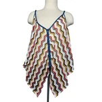 Double Zero Crochet Knit Tank Top Sz. M. Chevron Pattern Button Front Multicolor. Fixed Price $19.86.
