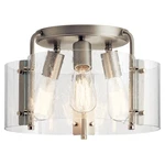 Kichler 3 Light Semi Flush, Brushed Nickel - 42954NI. Fixed Price $264.99.