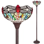 Capulina Tiffany Torchiere Floor Lamp Fine Sky Dragonfly Style Stained Glass .... Fixed Price $244.25.