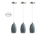 1-LIGHT Brushed Nickel Mini Pendant With Stone Blue Art Glass Shade 3-PACK. Fixed Price $42.59.