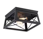 Dawn 2-LIGHT Matte Black Farmhouse Caged Square Ceiling Flush Mount. Fixed Price $35.00.