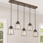 Lnc Modern Farmhouse 5-LIGHT Bronze Linear Pendant Chandelier A03824. Fixed Price $105.56.