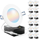 Sunco 12 Pack 4 Inch Ultra Thin Led Recessed Ceiling Lights Slim, Selectable Cct. Fixed Price $77.99.